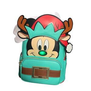 Loungefly Mickey Mouse Reindeer Light Up Nose Backpack Santa Christmas Disne